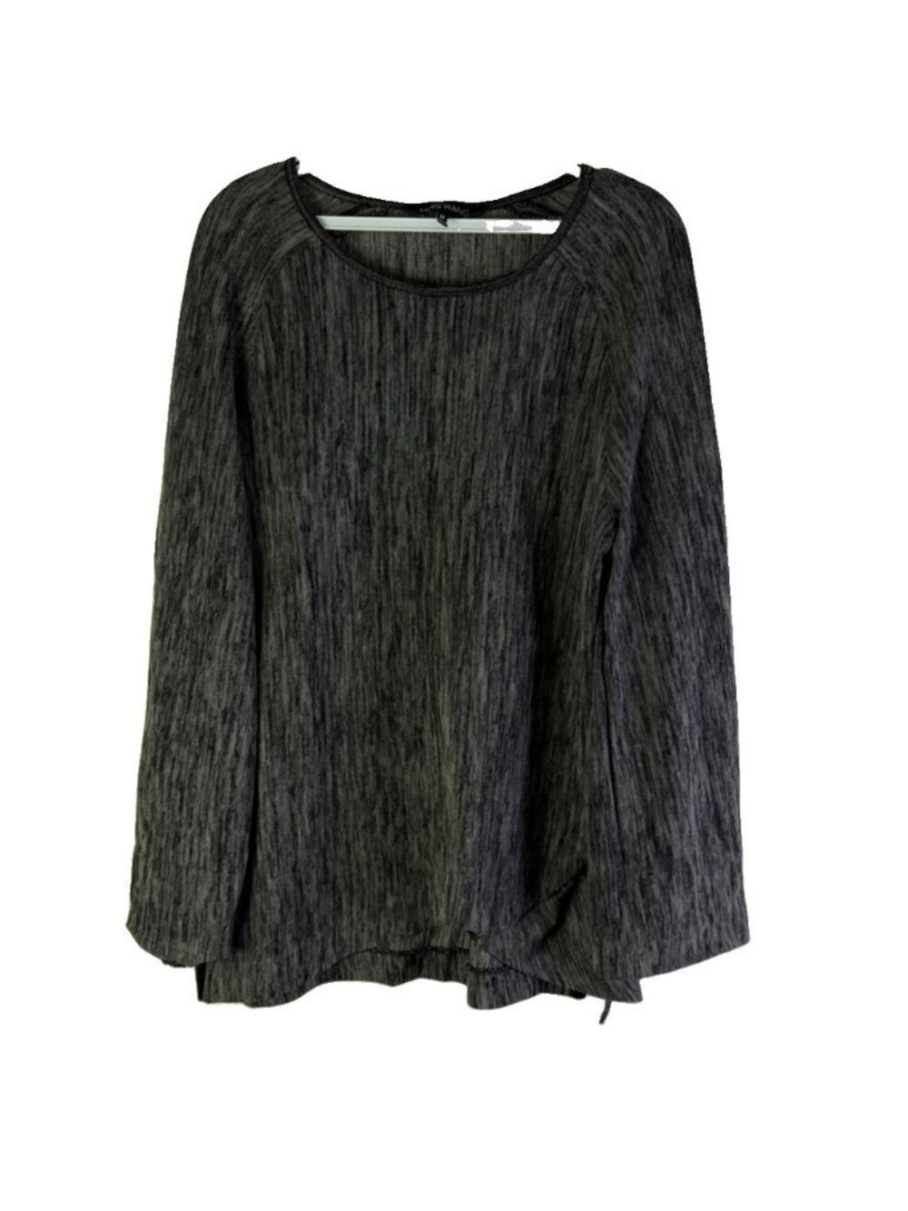 Ming Wang Shirt Top Flowy Heathered Gray Long Sleeve